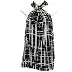Kenneth Cole New York Womens 100% Silk Sleeveless Print Black Top Blouse NWT 14